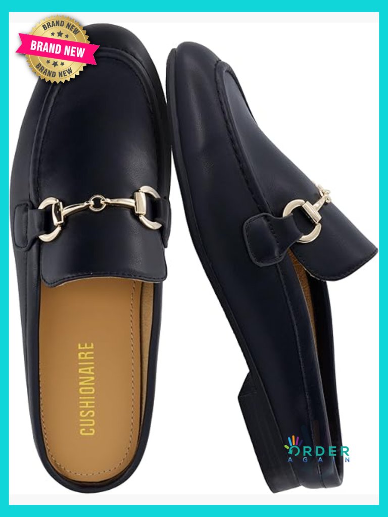 Slip On Mules Business Casual Loafers Low Heel Metal Chain Detail Comfort